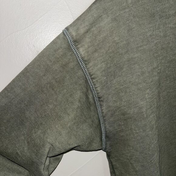 Aerie Olive Green Crew Neck Raw Edge Sweatshirt, Drop‎ Sleeve, Relaxed Fit XS - Picture 3 of 12
